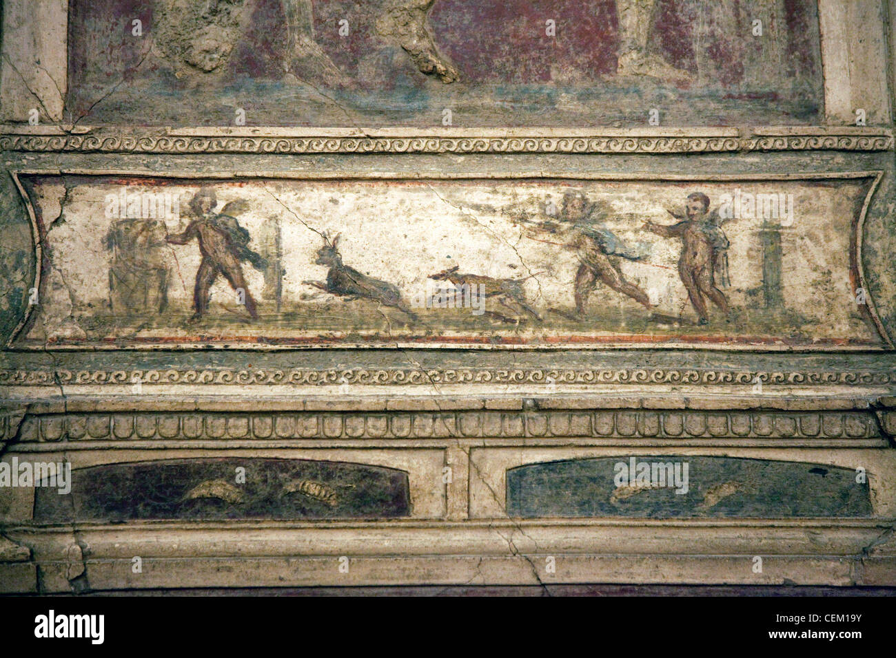 L'Italia, Napoli, Napoli Museo, da Pompei, Casa di Meleagro (VI 9), stucco policromo (Polychrome) Foto Stock