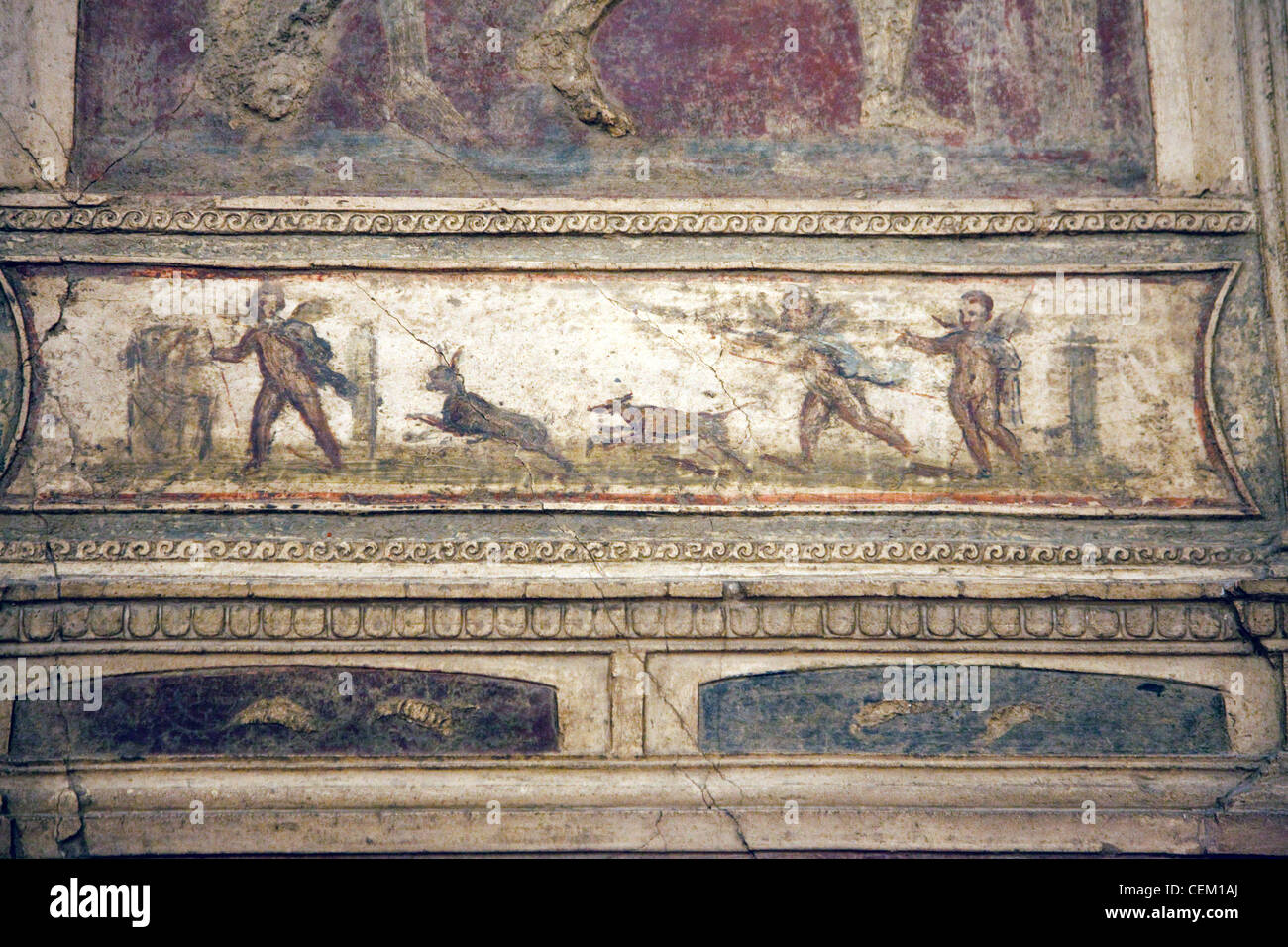 L'Italia, Napoli, Napoli Museo, da Pompei, Casa di Meleagro (VI 9), stucco policromo (Polychrome) Foto Stock