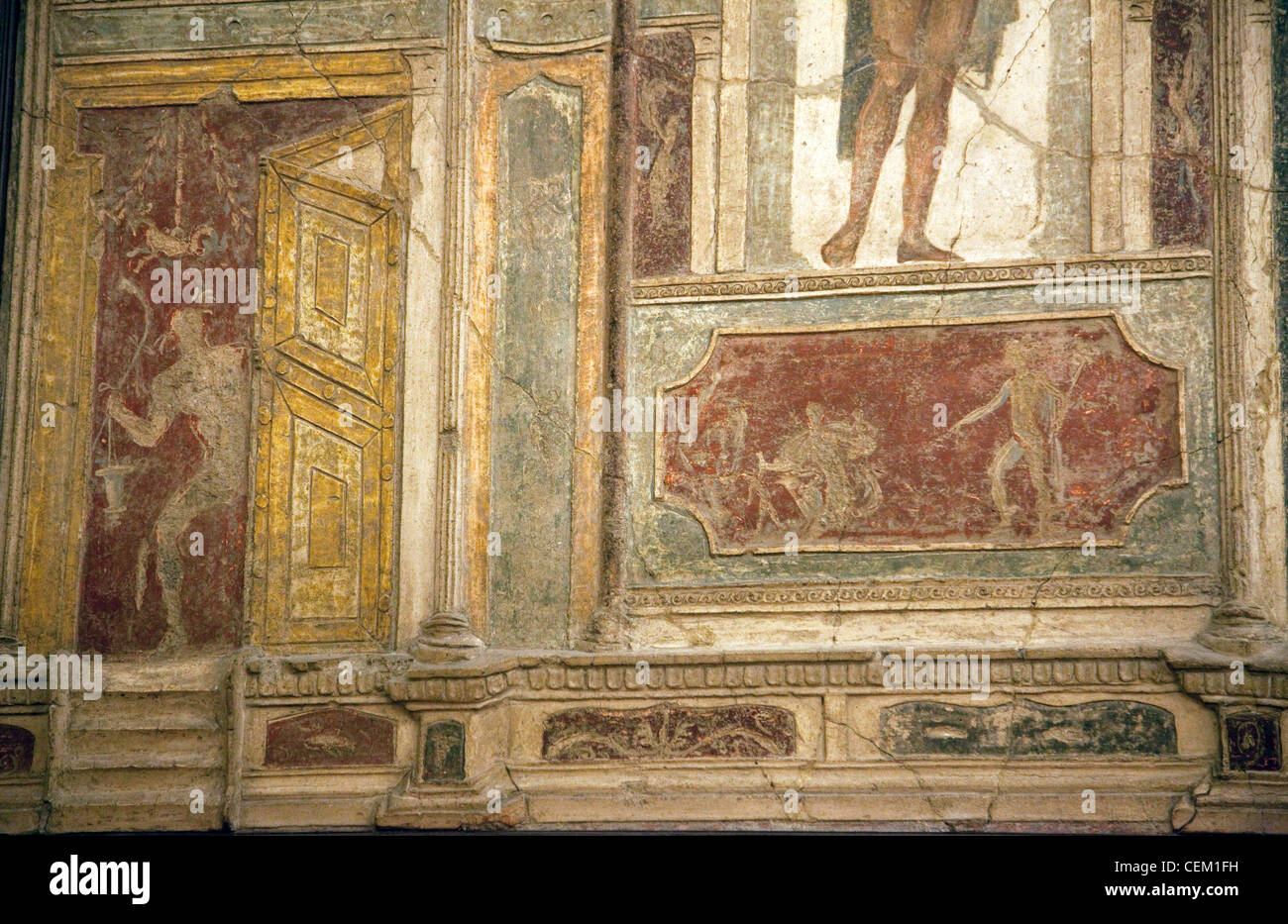 L'Italia, Napoli, Napoli Museo, da Pompei, Casa di Meleagro, stucco policromo (Polychrome) Foto Stock