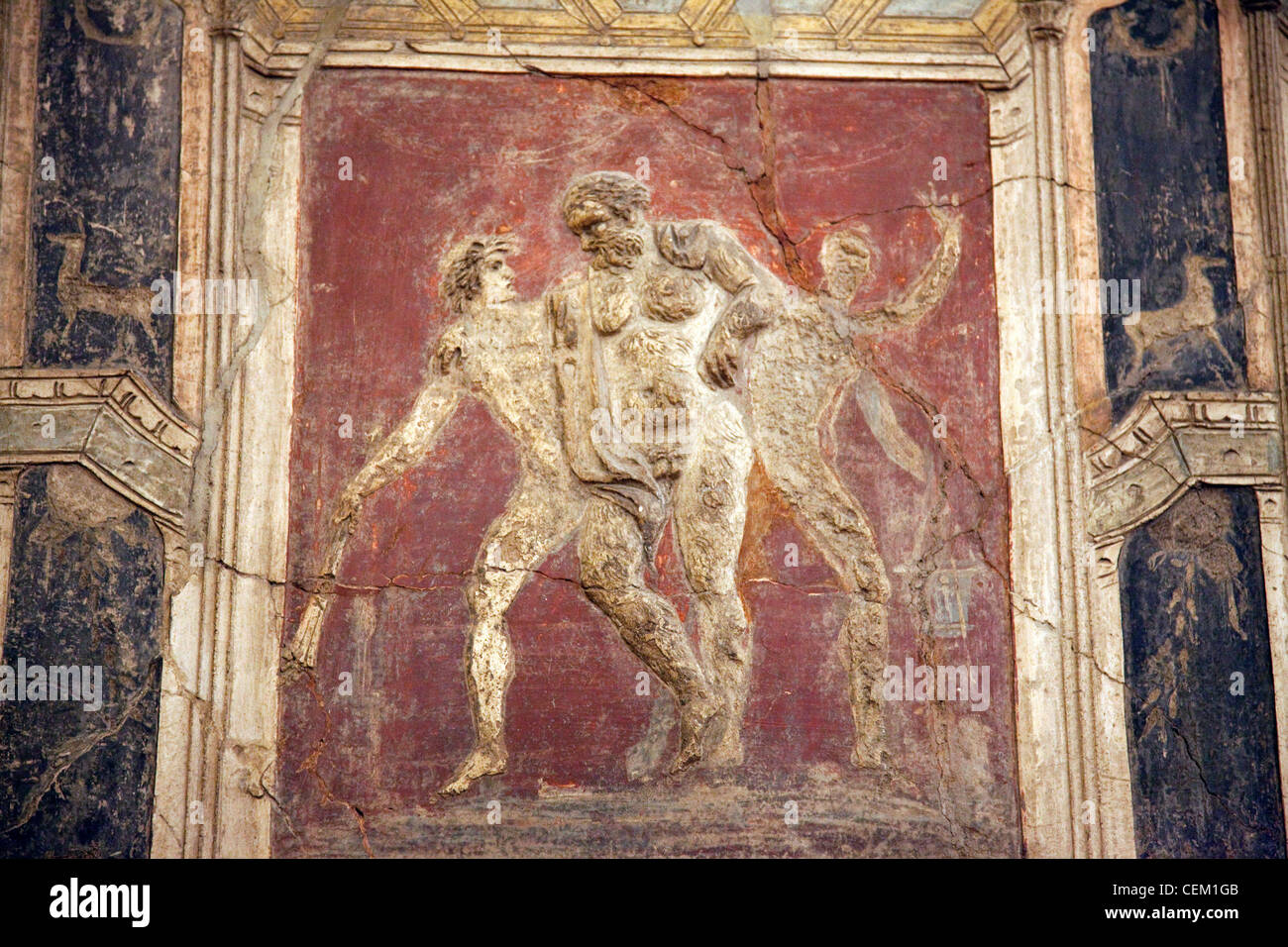L'Italia, Napoli, Napoli Museo, da Pompei, Casa di Meleagro, stucco policromo (Polychrome) Foto Stock