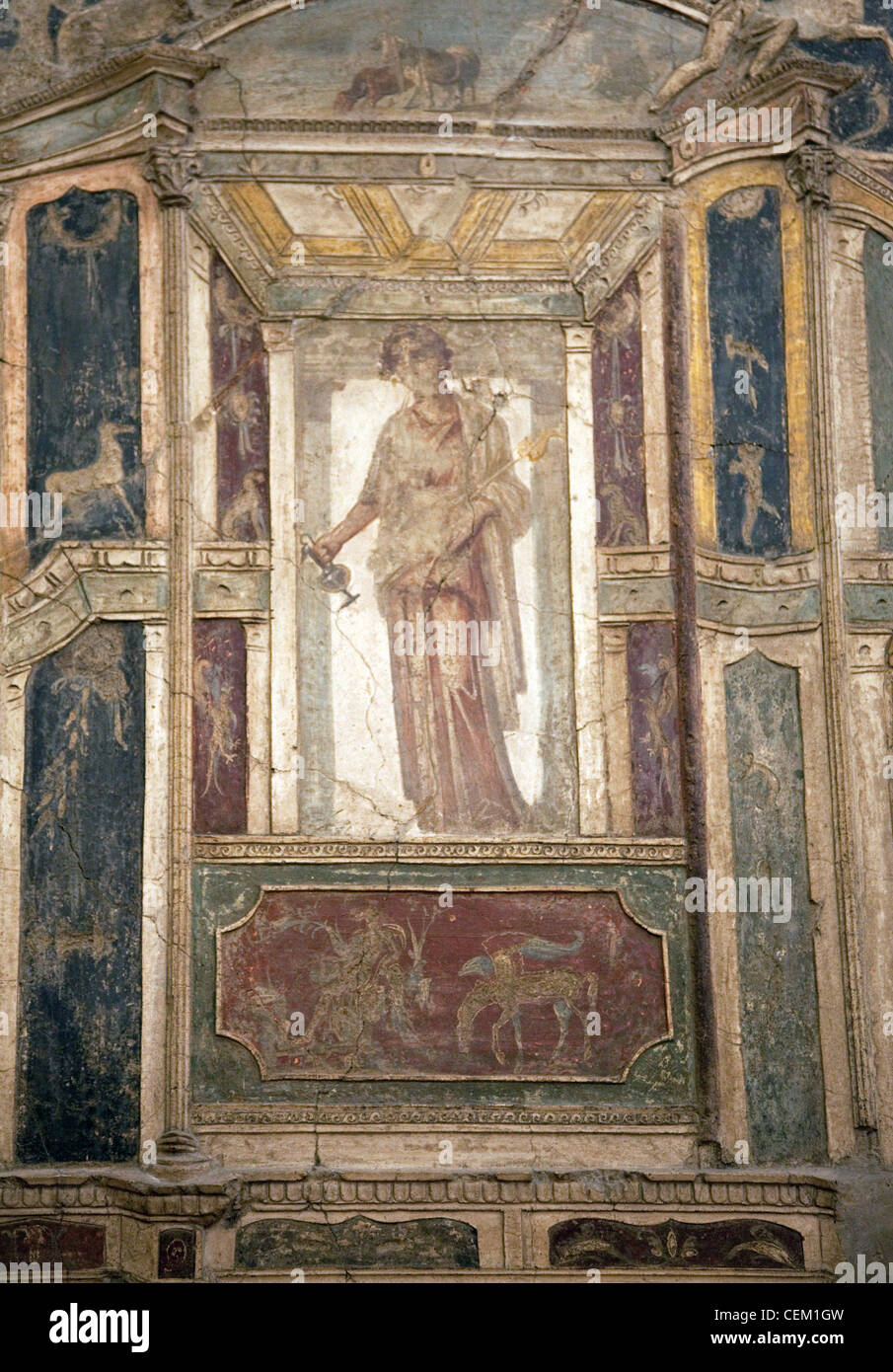 L'Italia, Napoli, Napoli Museo, da Pompei, Casa di Meleagro, stucco policromo (Polychrome) Foto Stock