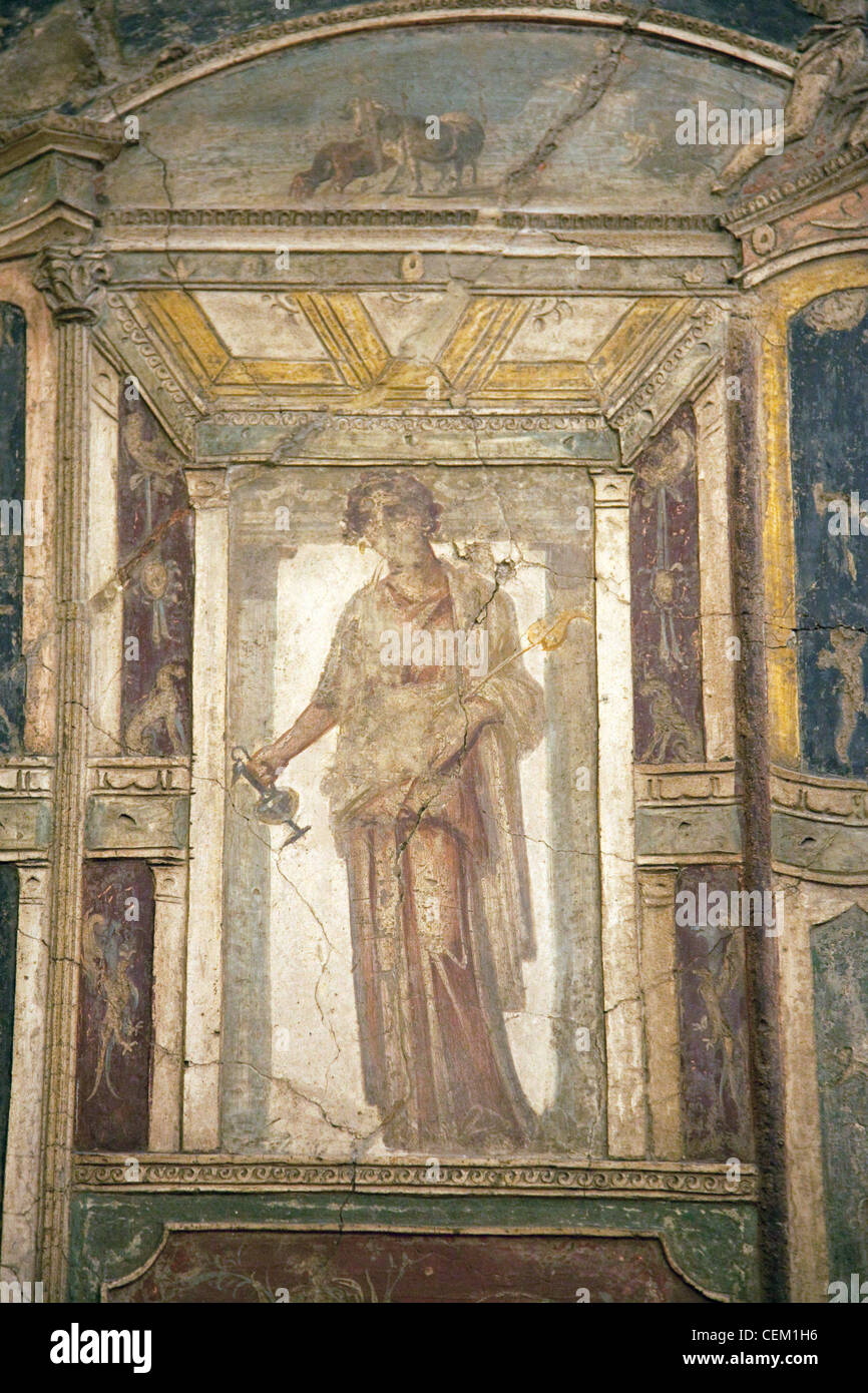 L'Italia, Napoli, Napoli Museo, da Pompei, Casa di Meleagro, stucco policromo (Polychrome) Foto Stock