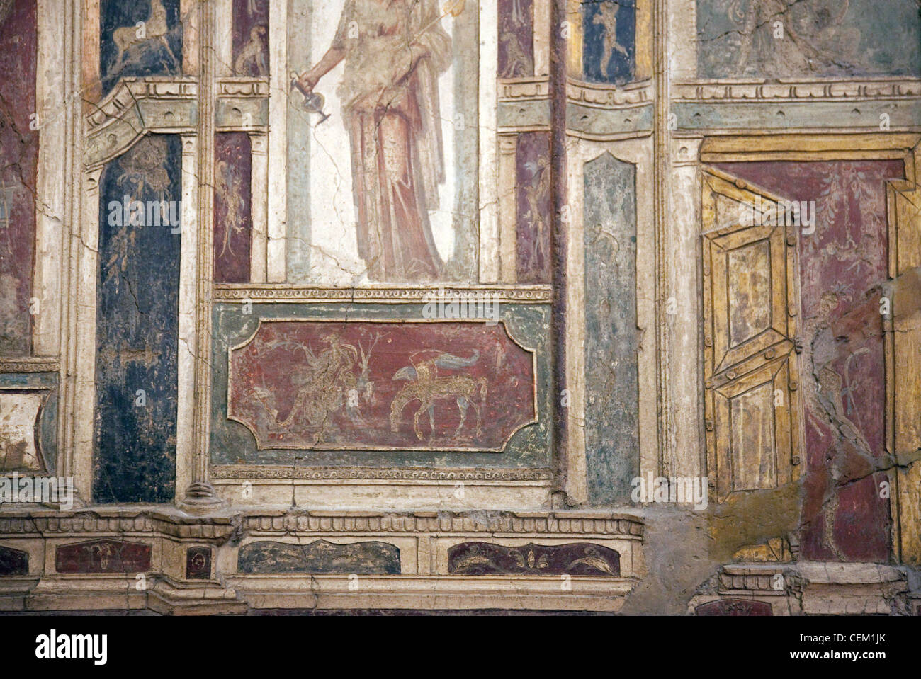 L'Italia, Napoli, Napoli Museo, da Pompei, Casa di Meleagro, stucco policromo (Polychrome) Foto Stock