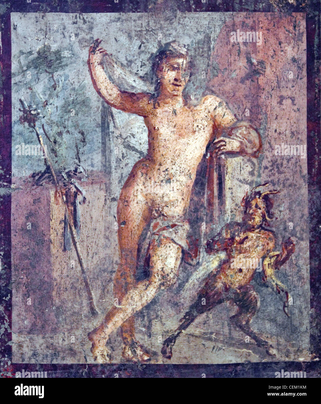 L'Italia, Napoli, Napoli Museo, da Pompei, Casa di Meleagro (VI 9, 2.13), Emafrodito e Panisco Foto Stock