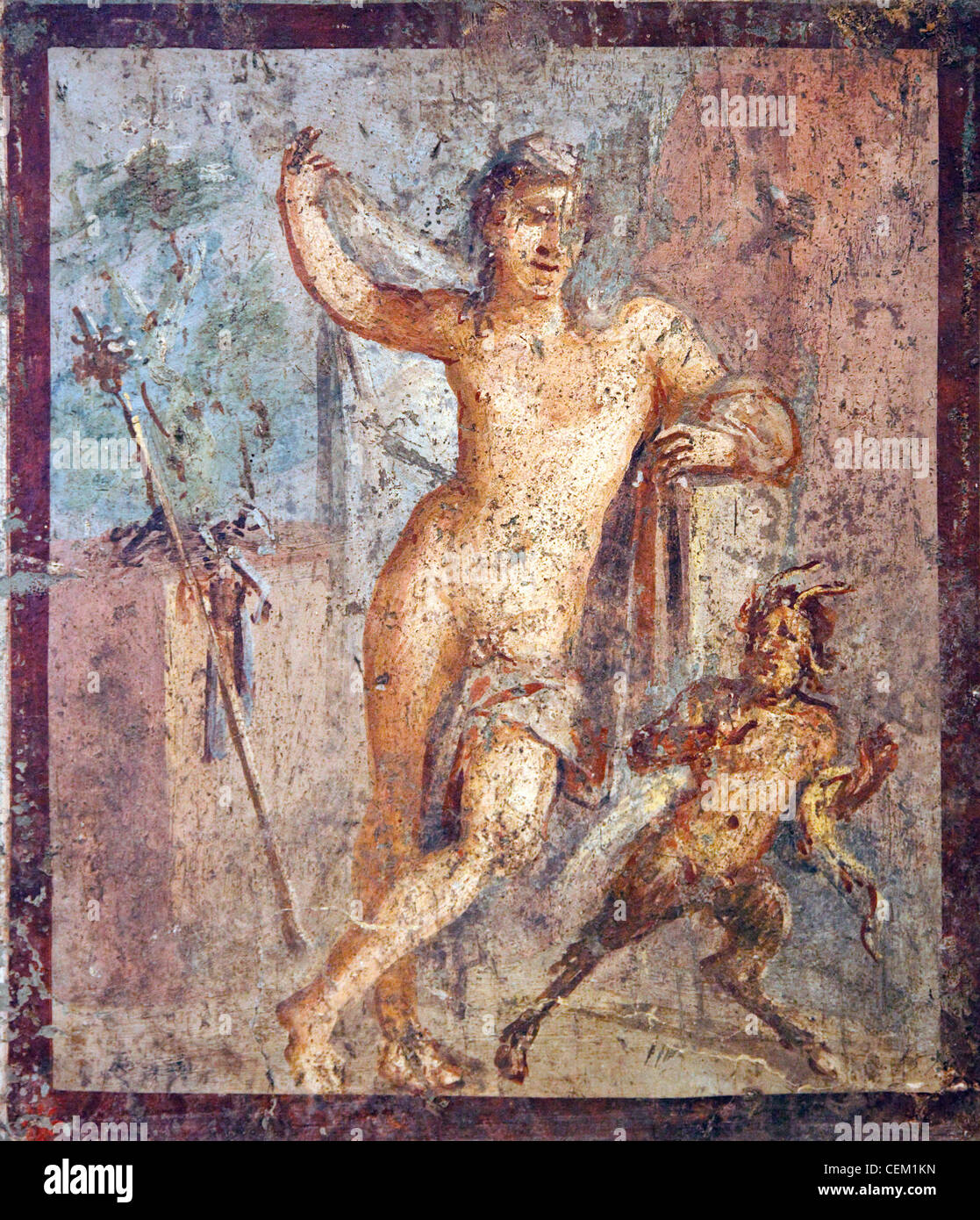 L'Italia, Napoli, Napoli Museo, da Pompei, Casa di Meleagro (VI 9, 2.13), Emafrodito e Panisco Foto Stock