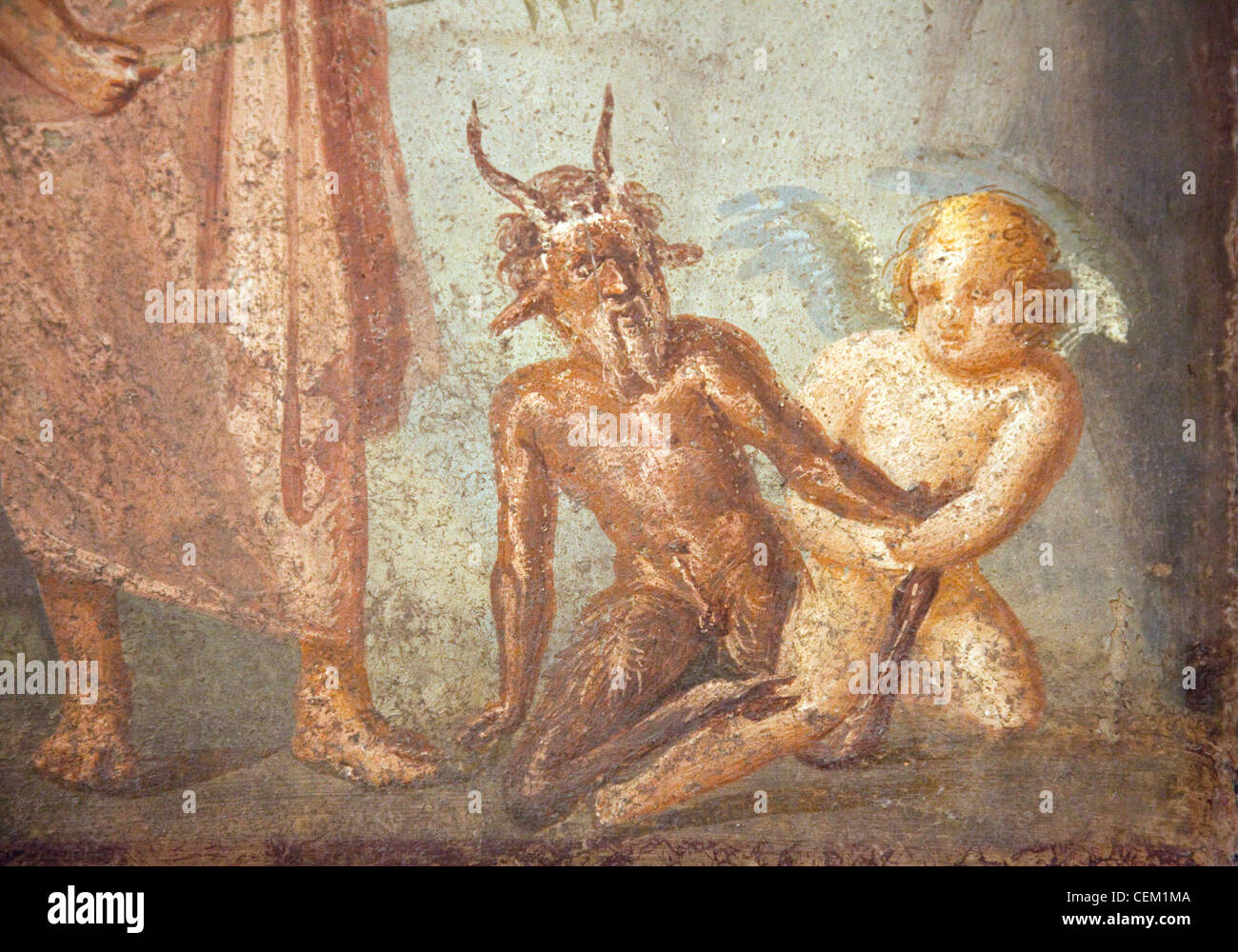 L'Italia, Napoli, Napoli Museo, da Pompei, Casa di Meleagro (VI 9, 2.13), Sileno, Eros e pan Foto Stock