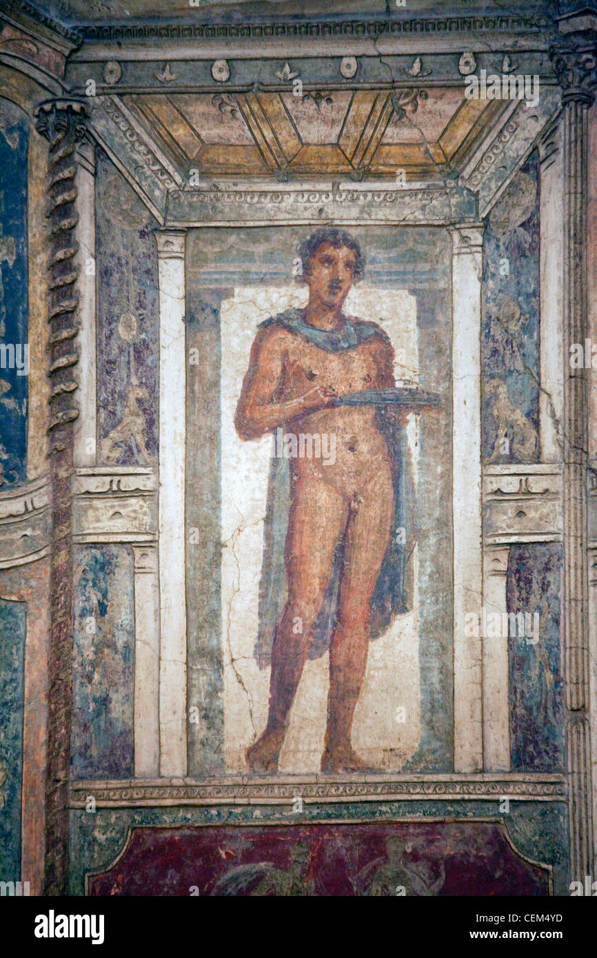 L'Italia, Napoli, Napoli Museo, da Pompei, Casa di Meleagro (VI 9), stucco policromo (Polychrome) Foto Stock