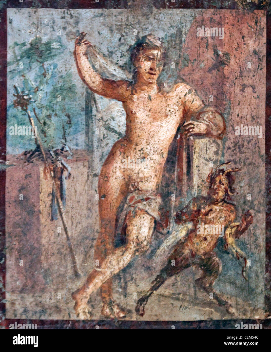 L'Italia, Napoli, Napoli Museo, da Pompei, Casa di Meleagro (VI 9, 2.13), Emafrodito e Panisco Foto Stock