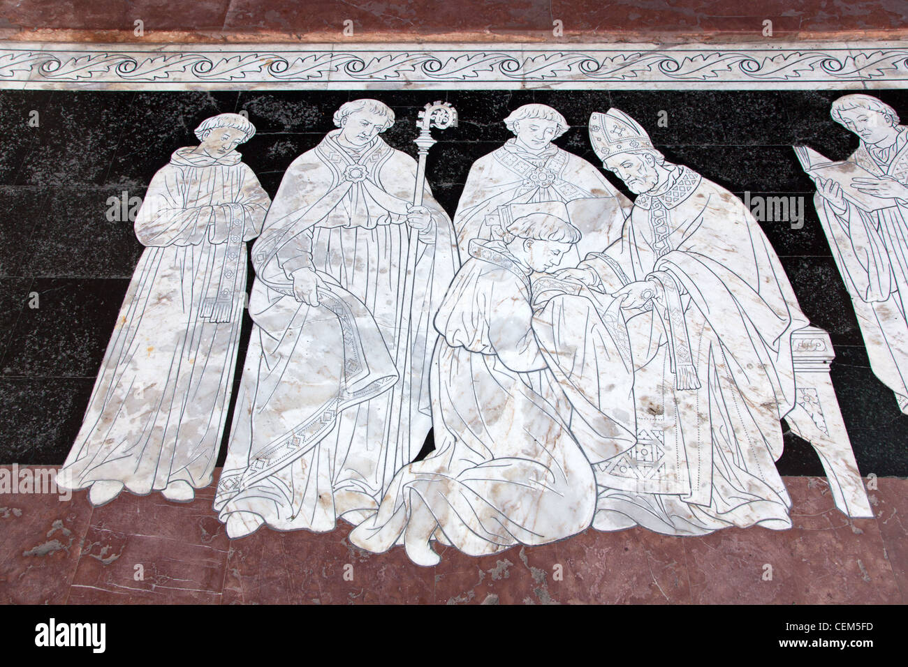 L'Italia, Siena, Cattedrale di Siena, museo, marmo intarsiato pavimento a mosaico Foto Stock