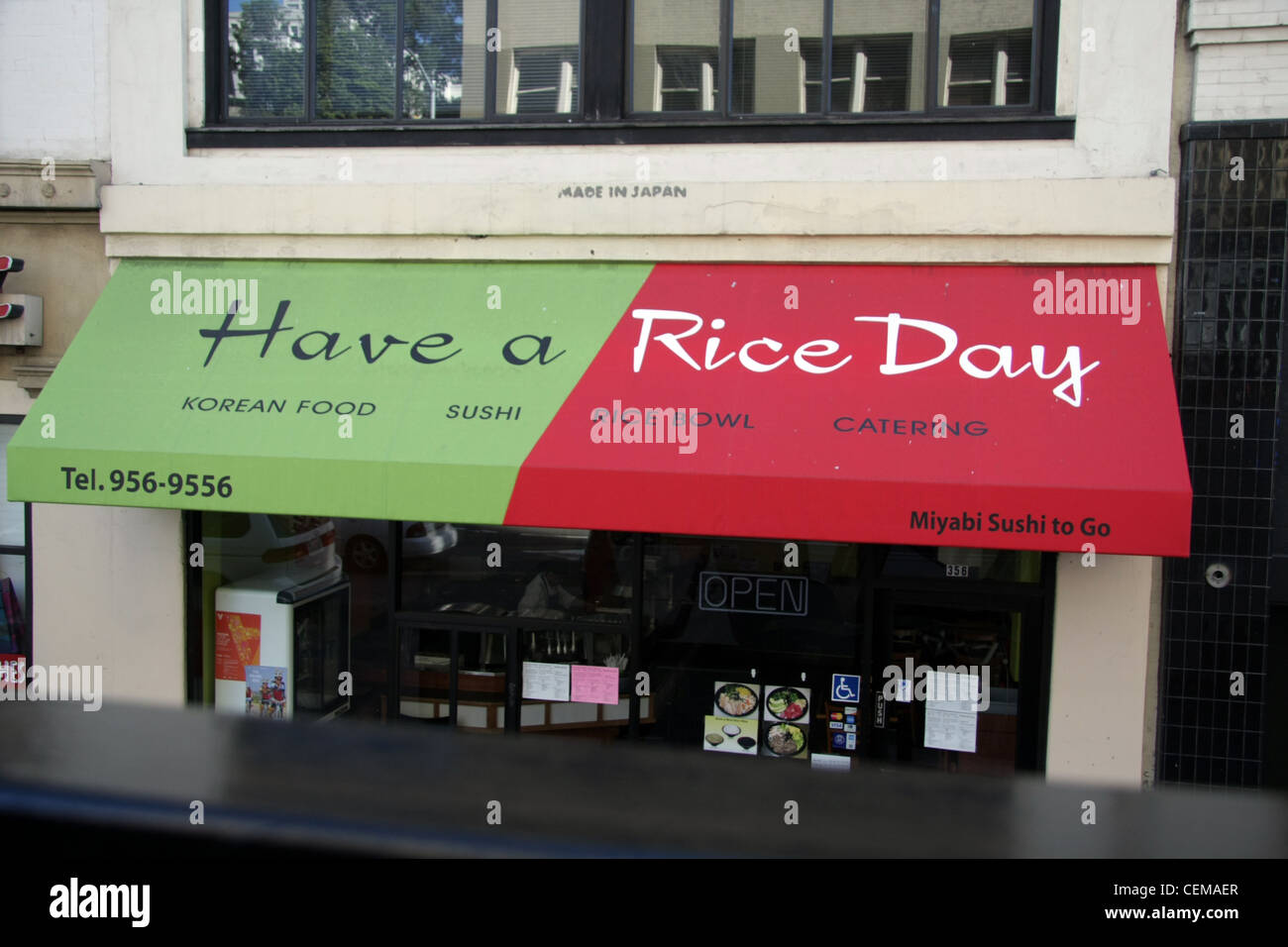 Buon giorno - realmente 'abbia un giorno del riso'! Ristorante coreano a San Francisco Foto Stock