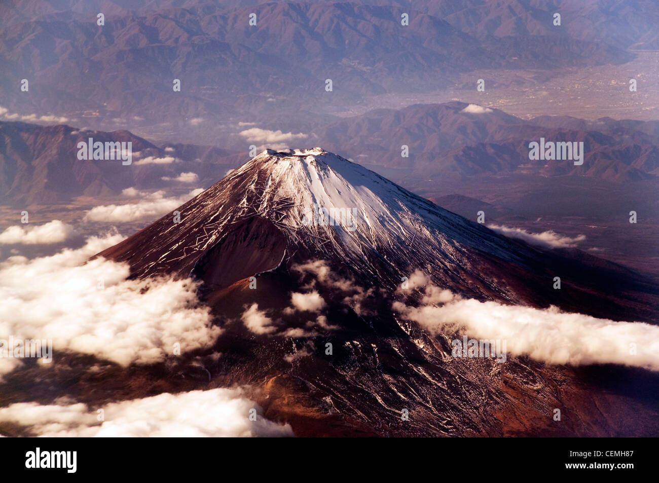 Il monte Fuji, visto da sopra. Foto Stock