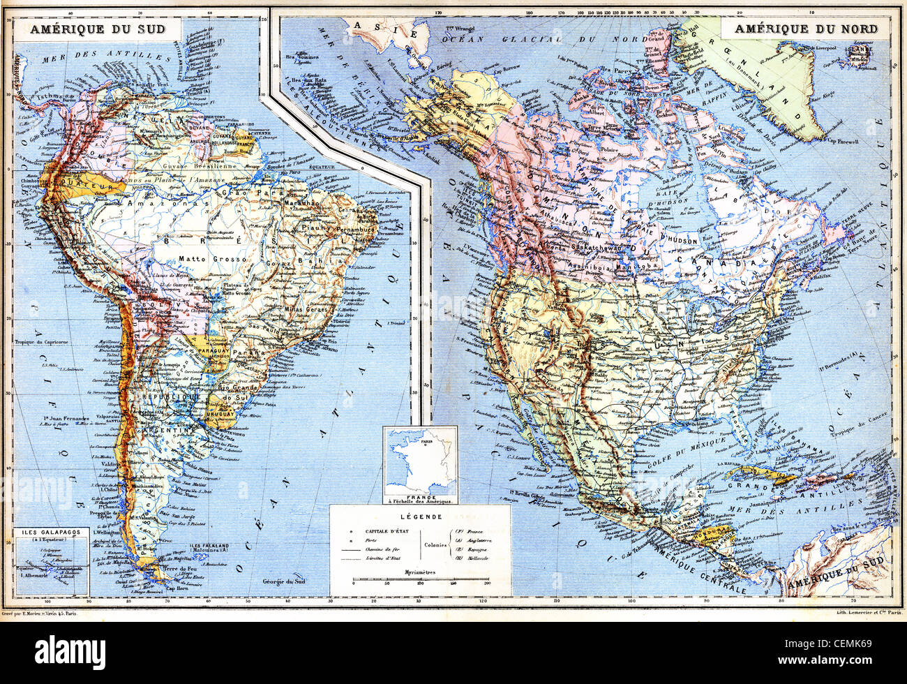 La mappa del Nord America con i nomi di città su di esso. Foto Stock