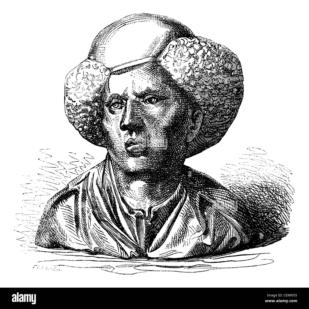 Collezione del Barone davillier. - Busto in bronzo di andrea briosco, riccio detto, di per sé, vintage illustrazioni incise. magasin pittoresco 1875. Foto Stock