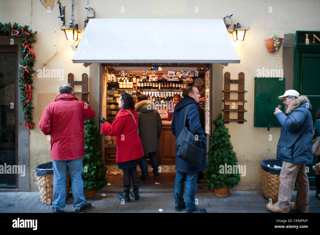 Firenze chiosco street food bevande vino mangiare Foto Stock