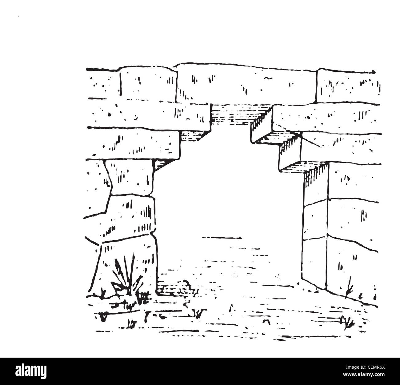 Vecchie illustrazioni incise del cancello a Phigalia in Arcadia, Grecia. Dizionario di parole e le cose - Larive e Fleury ? 1895 Foto Stock