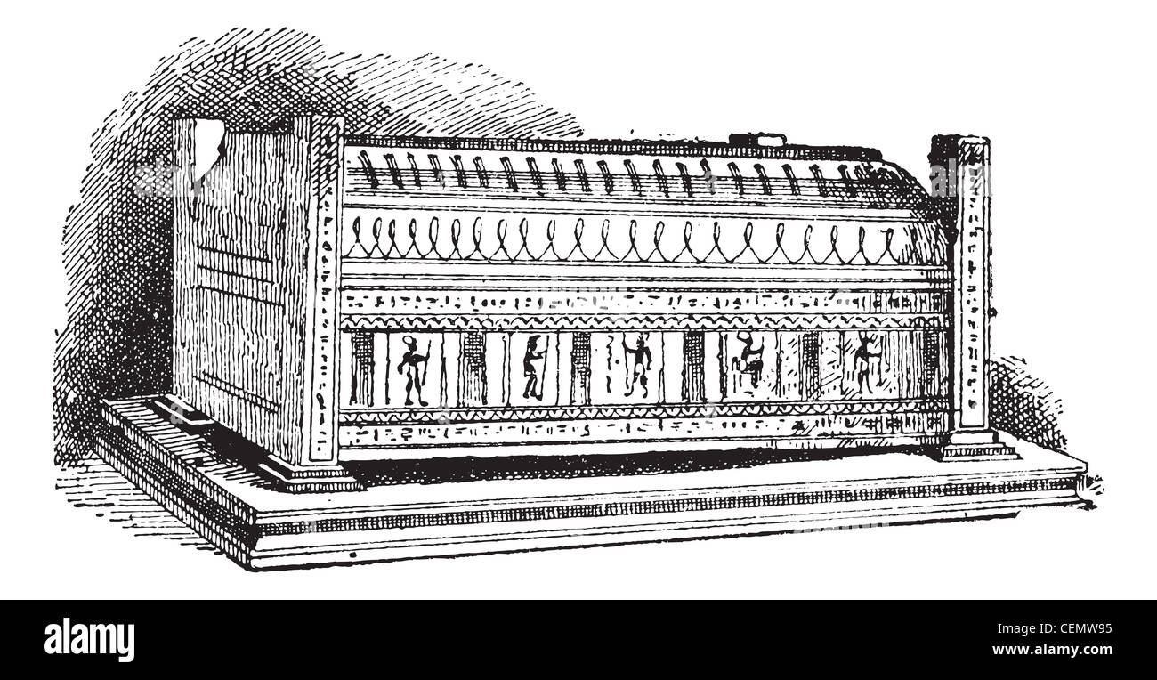 Vecchie illustrazioni incise del sarcofago, che contiene la mummia di  seracher. dizionario di parole e le cose - larive e fleury ? 1895 Foto  stock - Alamy