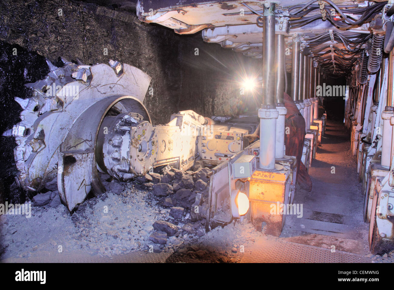 Coalface macchina da taglio Midlothian Miniera di Data Mining Museum, Scotland Regno Unito Foto Stock