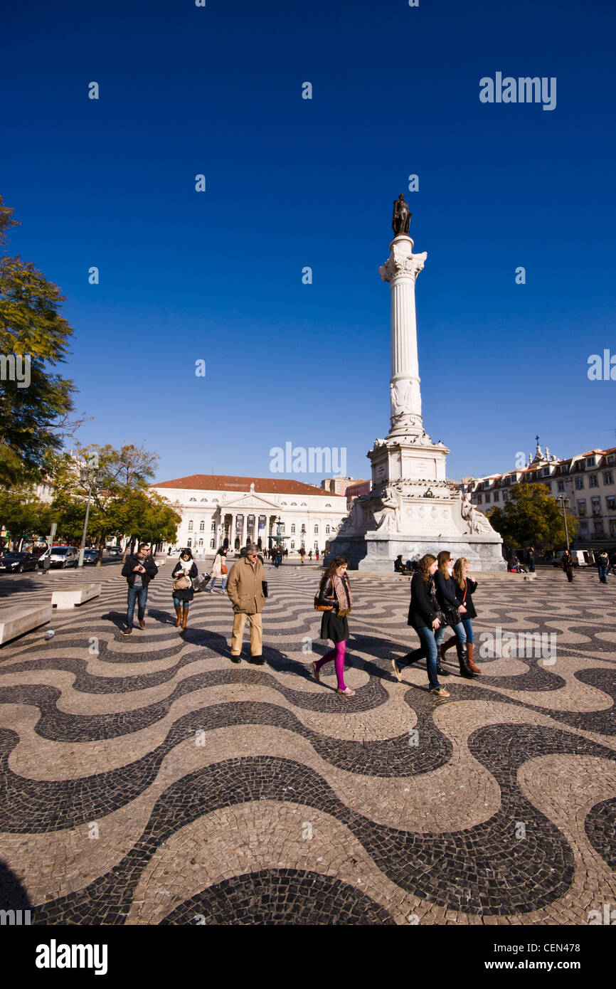 Praça de Dom Pedro IV (Piazza Rossio), Lisbona, Portogallo. Foto Stock