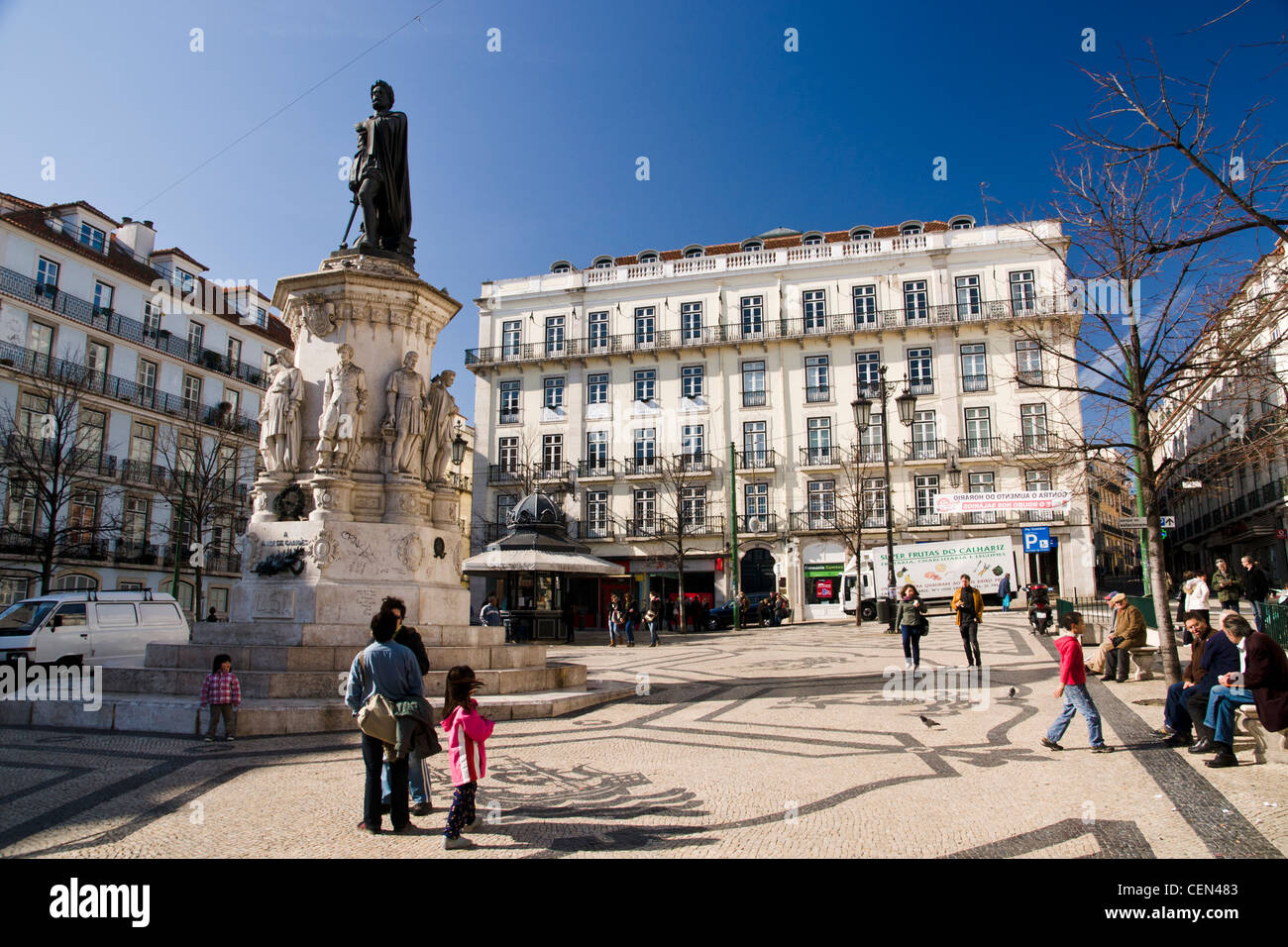 Praça Luís de Camões, Lisbona, Portogallo. Foto Stock