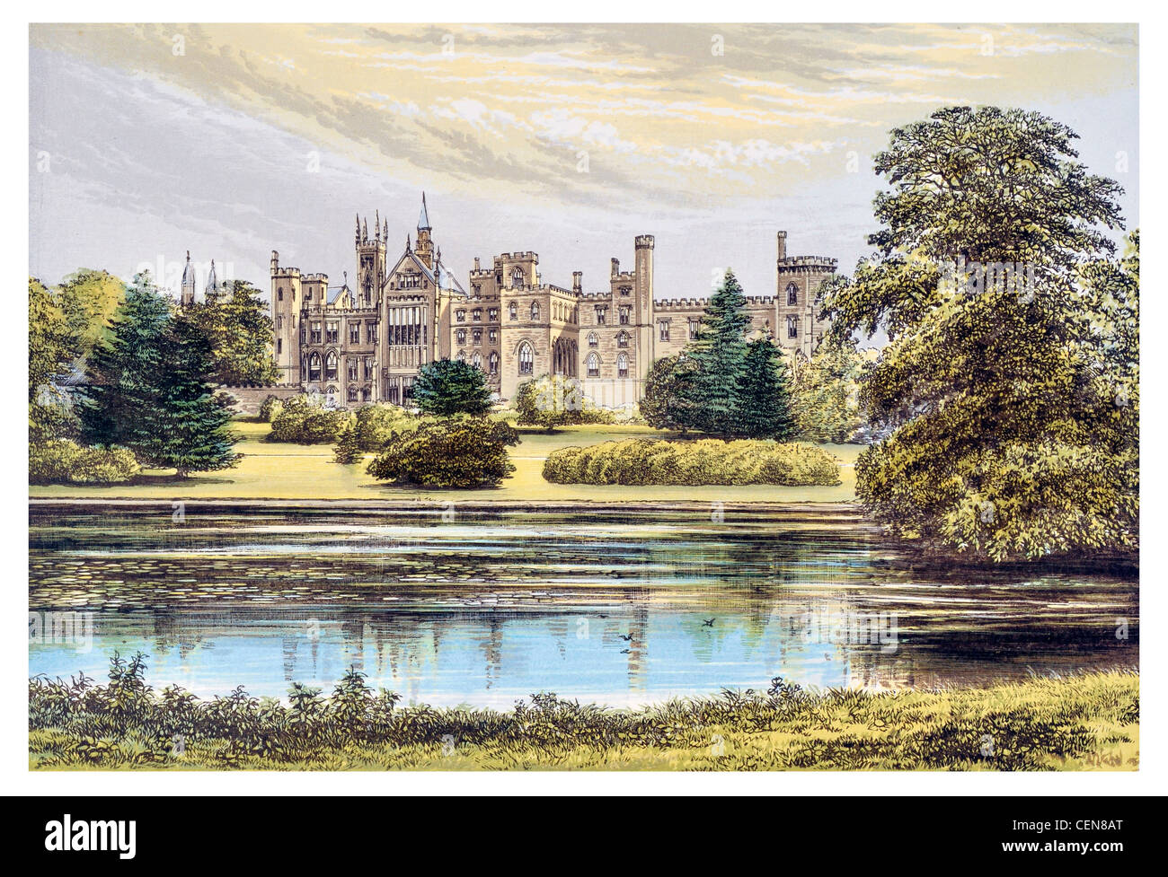 Parco dei divertimenti di Alton Towers Resort Staffordshire Inghilterra gothic revival country house Hotel Lago Foto Stock