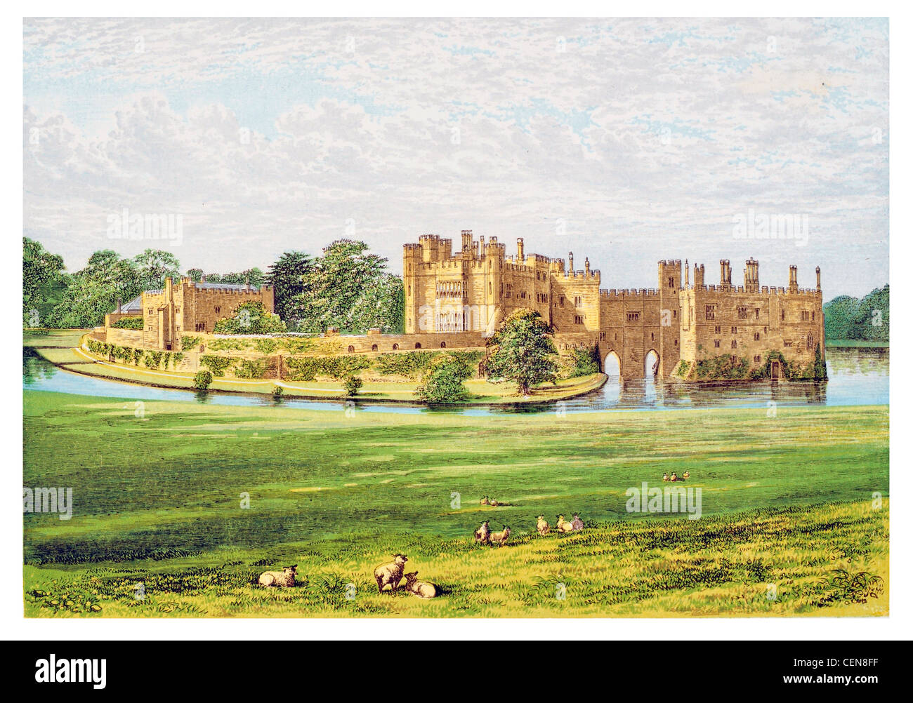 Il Castello di Leeds Kent England King Edward Ho la residenza reale di fiume Len UK Mott e Baily Bridge fossato Foto Stock