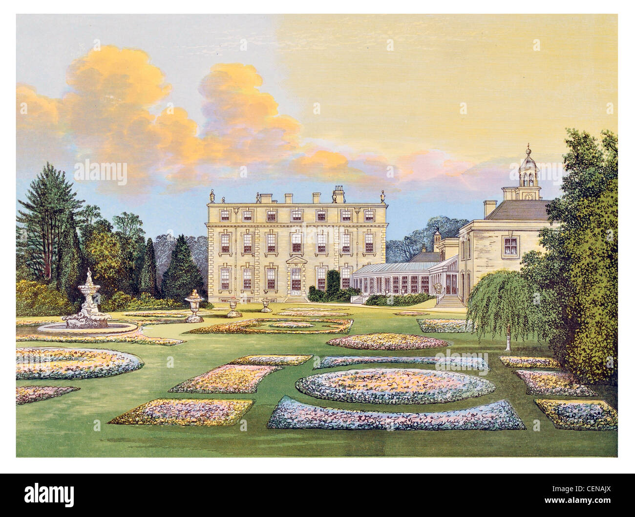Ditchley Ditchley country house station wagon Oxfordshire Inghilterra UK royal caccia Giardini Giardino Fontana mansion Foto Stock