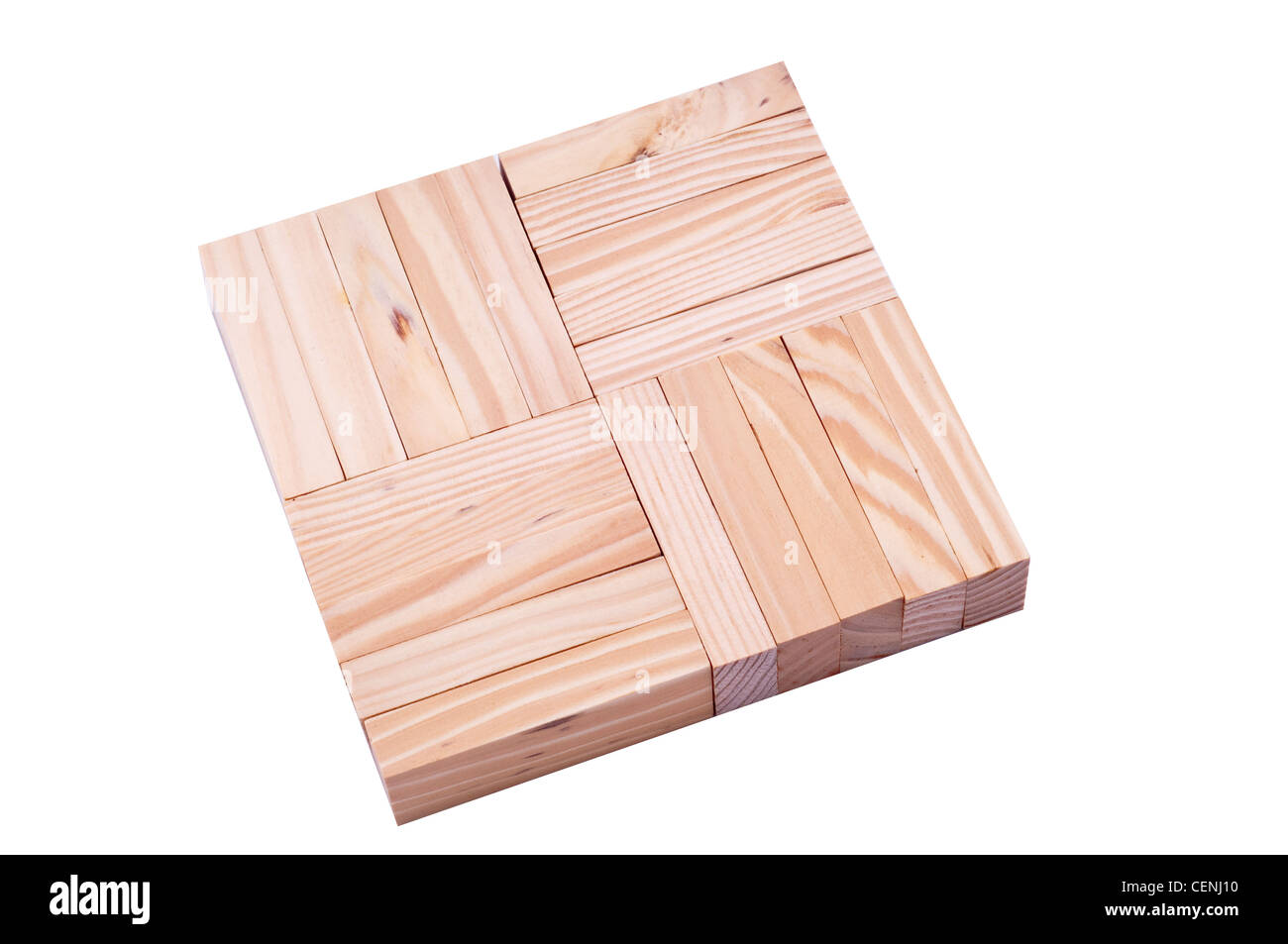 Piastrelle quadrate in legno naturale isolate su blocchi di legno di pino bianco disposte in un pannello geometrico piatto per la costruzione o la progettazione Foto Stock Piastrelle quadrate in legno naturale isolate su blocchi di legno di pino bianco disposte in un pannello geometrico piatto per la costruzione o la progettazione Foto Stock