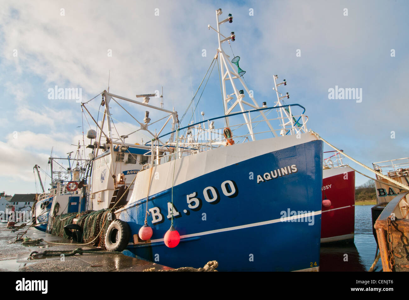 Ormeggiata la pesca scozzese i pescherecci con reti da traino a Kirkcudbright Foto Stock