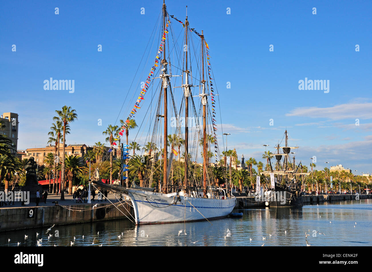 Barcellona, Spagna. Nave 'Santa Eualia' nel Port Vell - ora museo marittimo Foto Stock