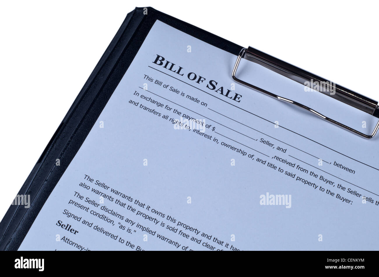 Appunti con documento del modulo di fatturazione isolato su sfondo bianco Foto Stock