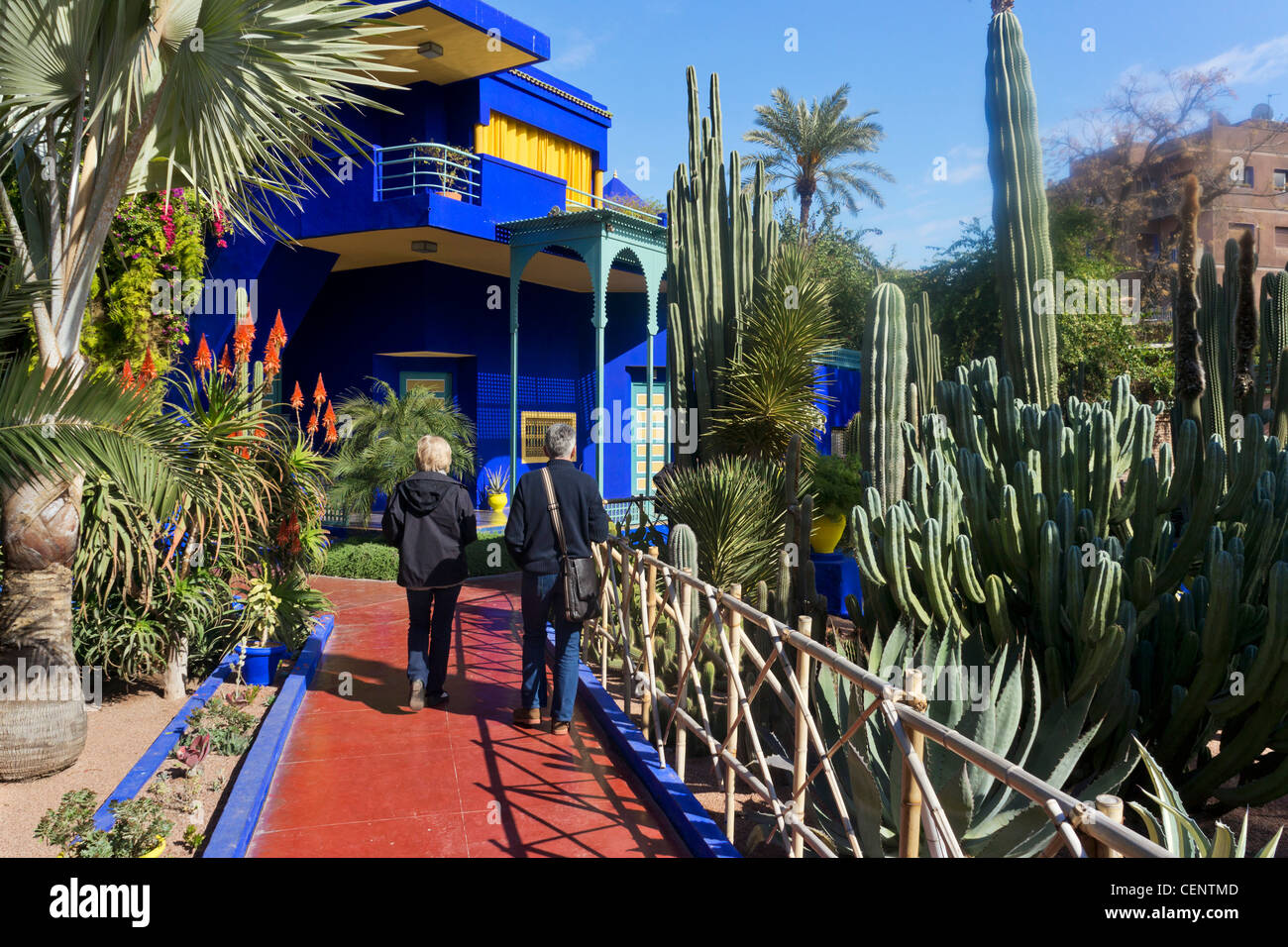 Jardin Majorelle. Art deco villa al centro del giardino Majorelle a Marrakech, Marocco, Africa del Nord Foto Stock