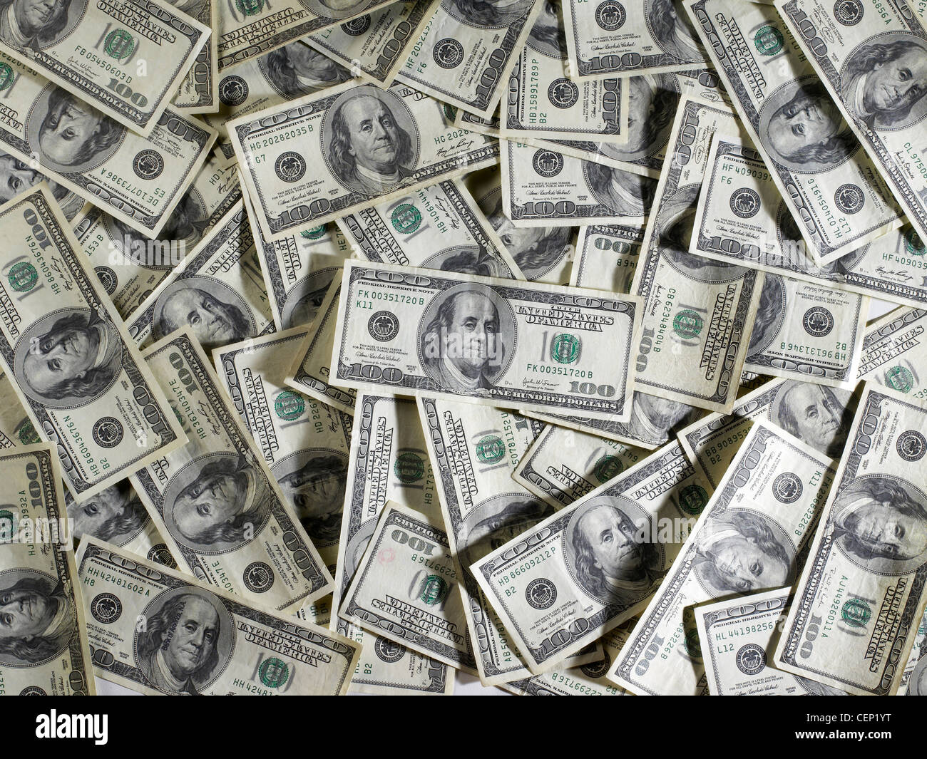 Molti 100 dollari US Dollar Bills Foto Stock