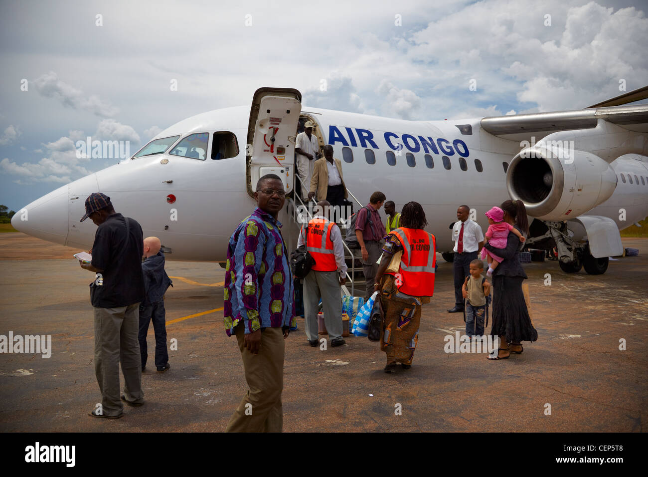 Air Congo aereo, aeroporto di Ouesso, nella Repubblica del Congo, Africa Foto Stock