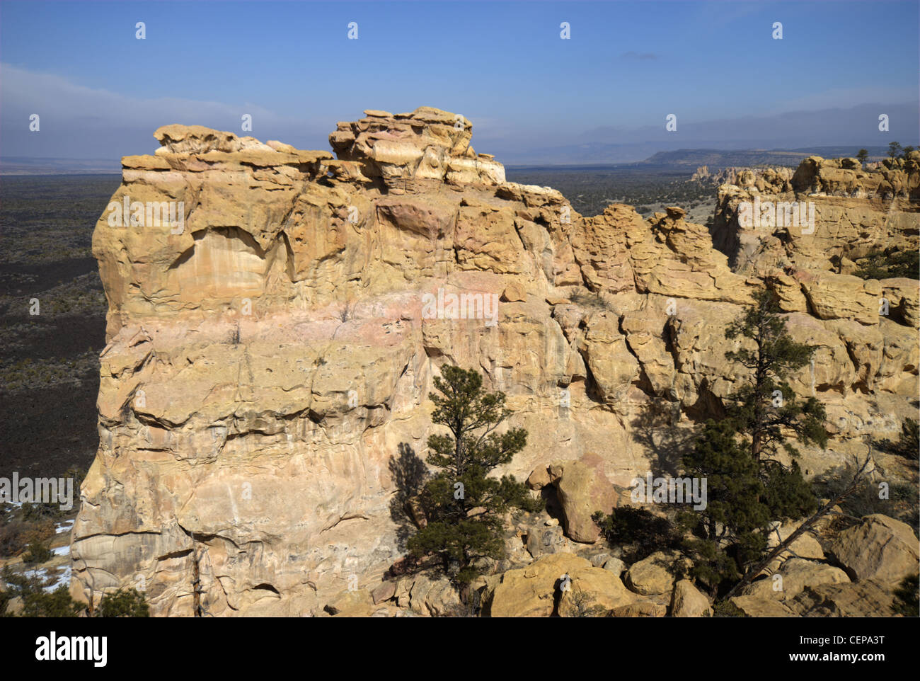 Scogliere di arenaria, El Malpais monumento nazionale, Cibola county, Nuovo Messico, Stati Uniti d'America. Foto Stock
