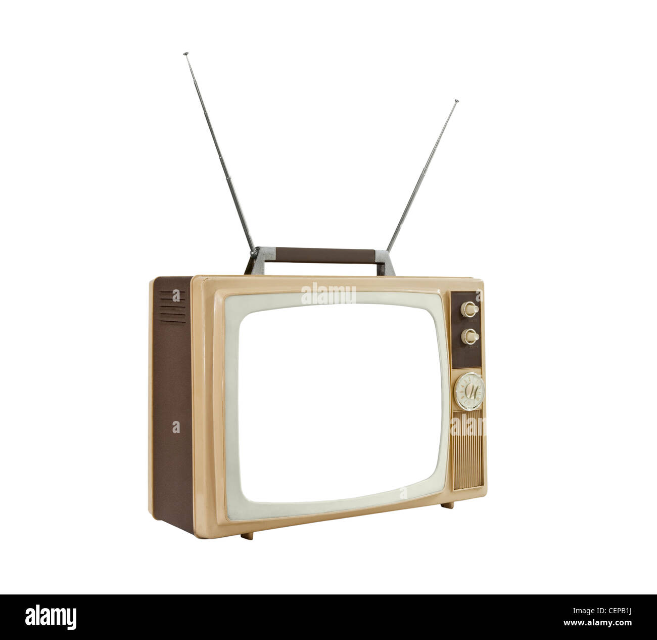 Anni sessanta TV portatile con le antenne fino e tranciato schermo. Foto Stock