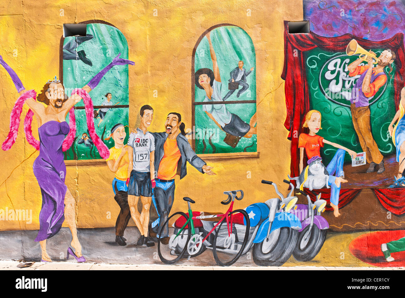 Hickory Street murale, Austin, TX Foto Stock