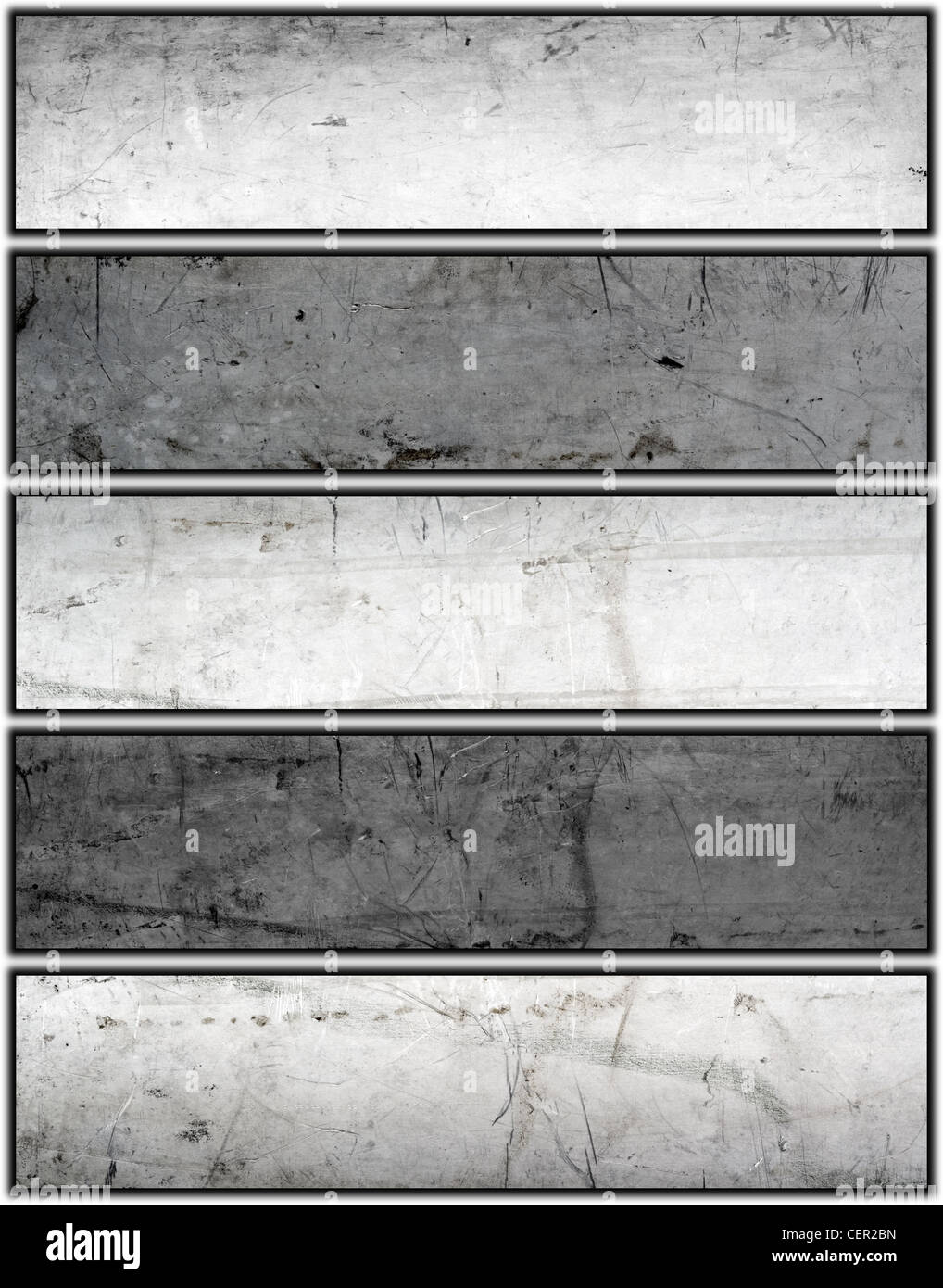 Banner set di texture in metallo con ombra Foto Stock