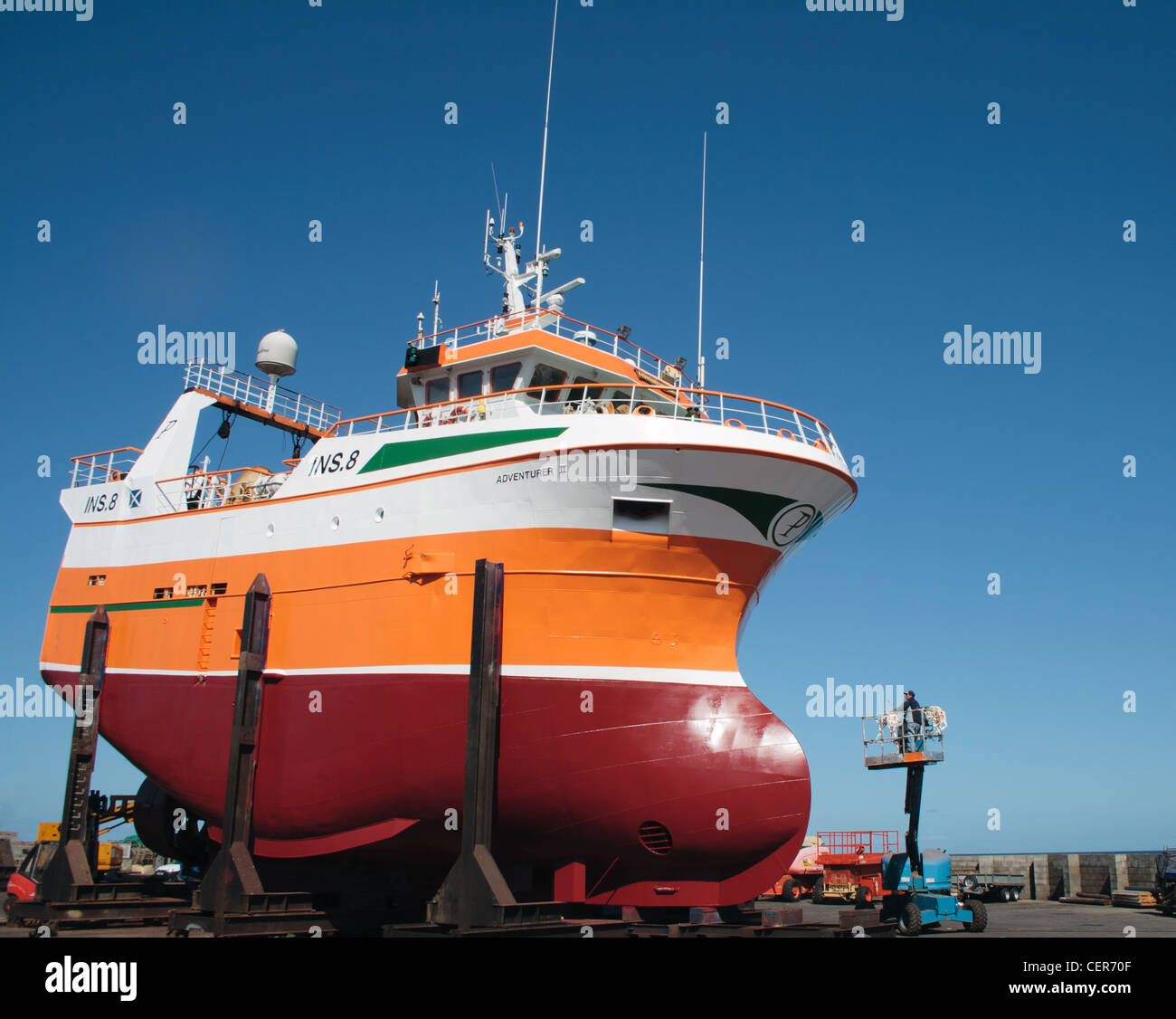 Barca da pesca getting verniciato Foto Stock