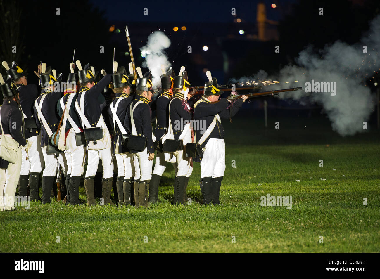 La guerra del 1812 Rievocazione storica a Fort McHenry Foto Stock