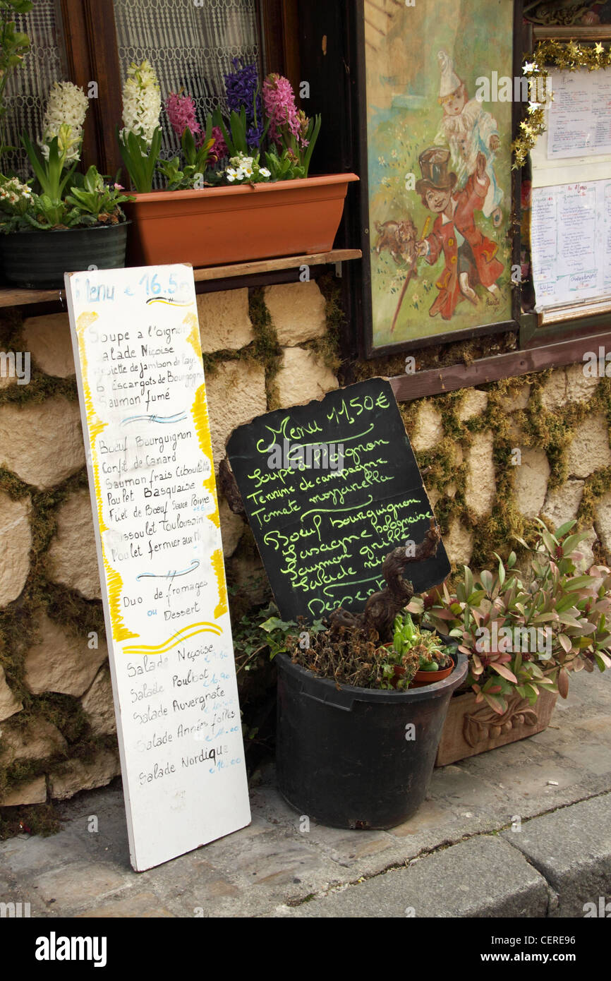 Rue Poulbot, ristorante Le Poulbot, Montmartre, Parigi, Francia Foto Stock