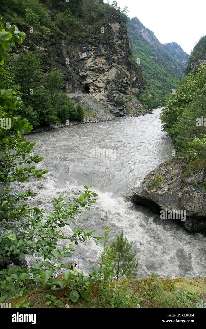 La Georgia, regione di Svaneti, l'Inguri Enguri (fiume) Foto Stock