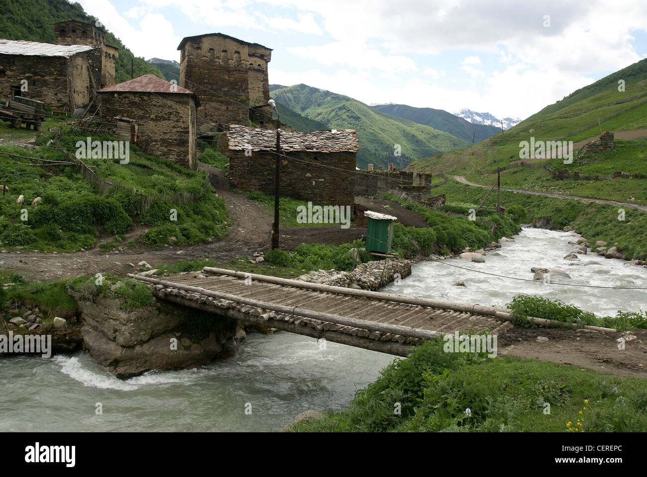 La Georgia, regione di Svaneti, villaggio Ushguli Foto Stock