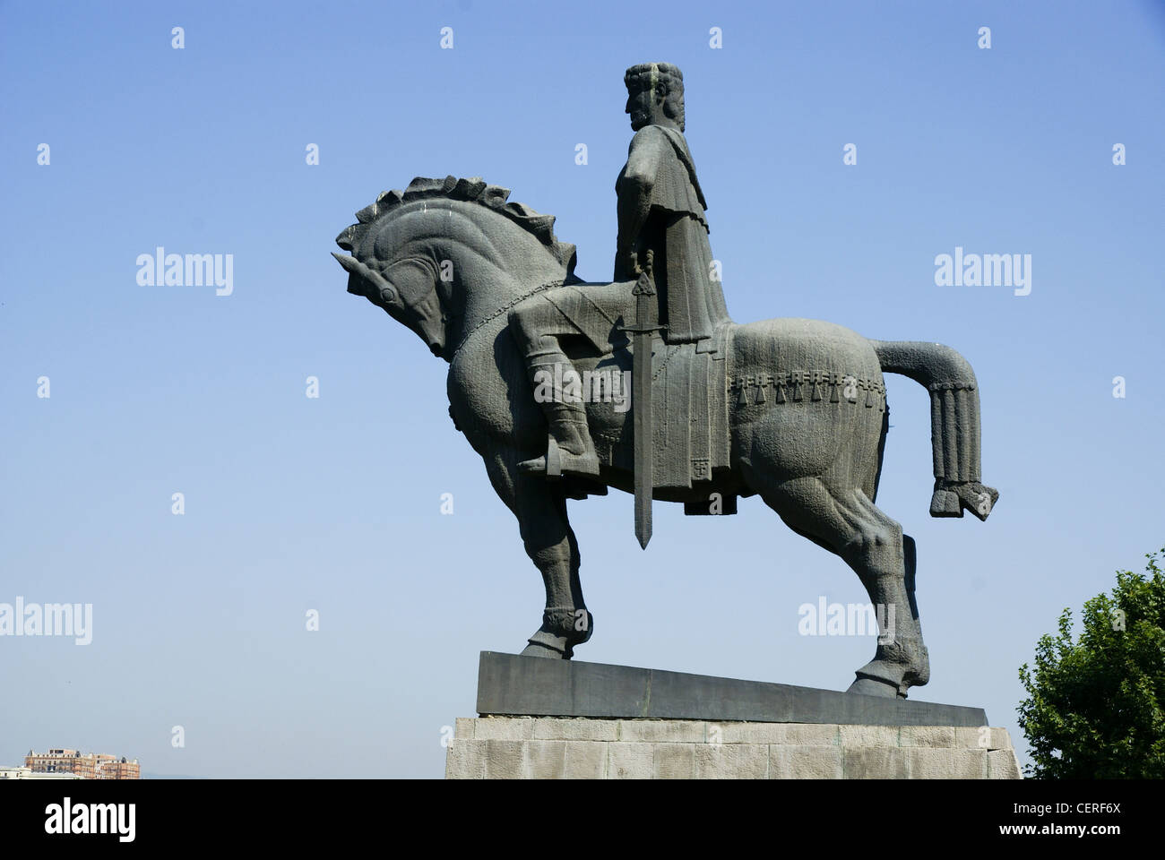 La Georgia, Tbilisi, Statua del Re Gorgasali Foto Stock