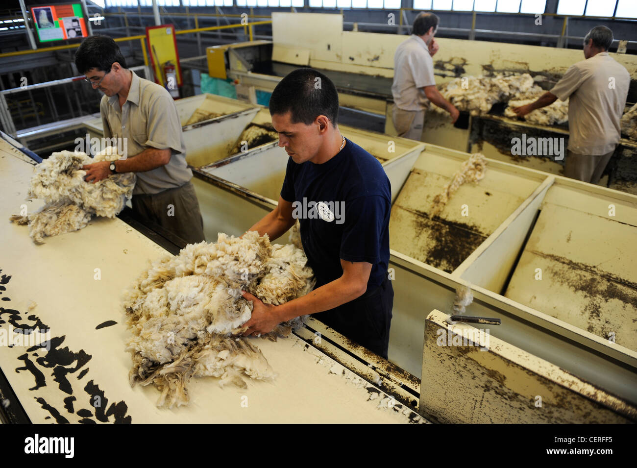 URUGUAY città Trinidad, società Lanas Trinidad S.A. di trasformazione e la filatura della lana di pecora Merino Foto Stock