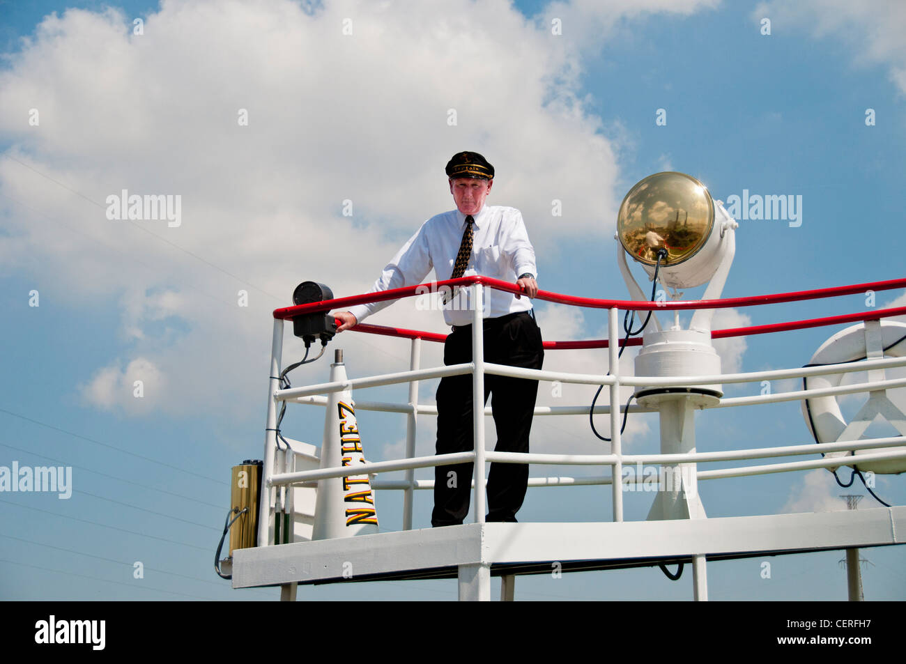 Capitano della Natchez, l'ultimo vapore azionato in battello sul fiume Mississippi Foto Stock