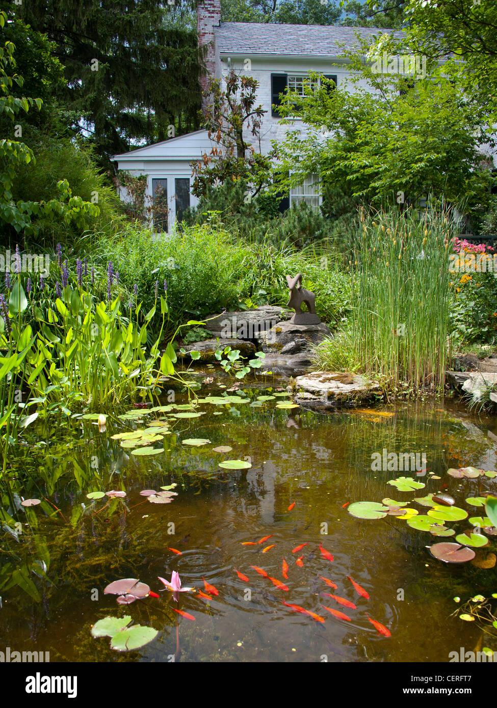 Giardino e laghetto in giardino Vollmer, Murray Hill Foto Stock