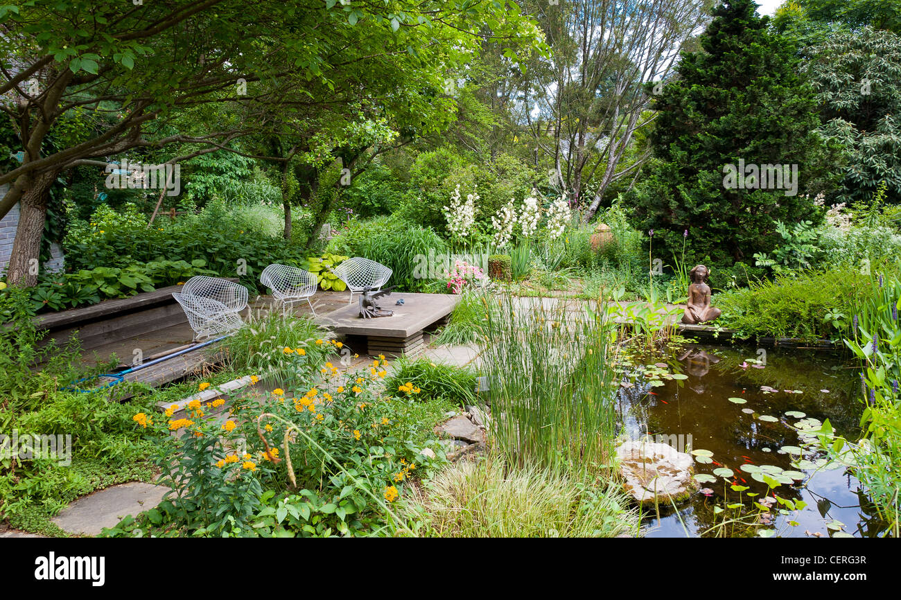 Giardino e laghetto in giardino Vollmer, Murray Hill Foto Stock
