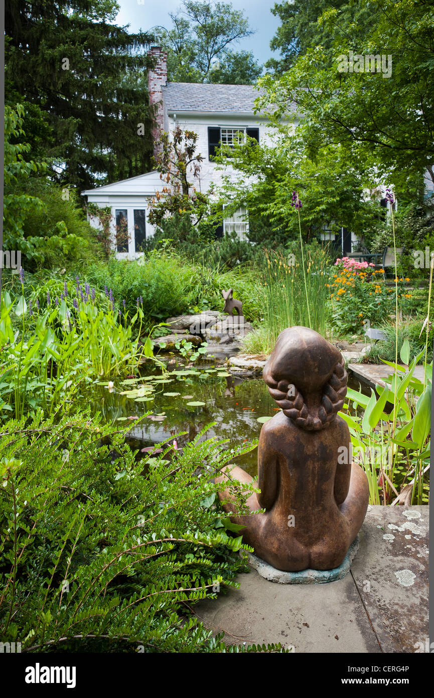 Giardino e laghetto in giardino Vollmer, Murray Hill Foto Stock