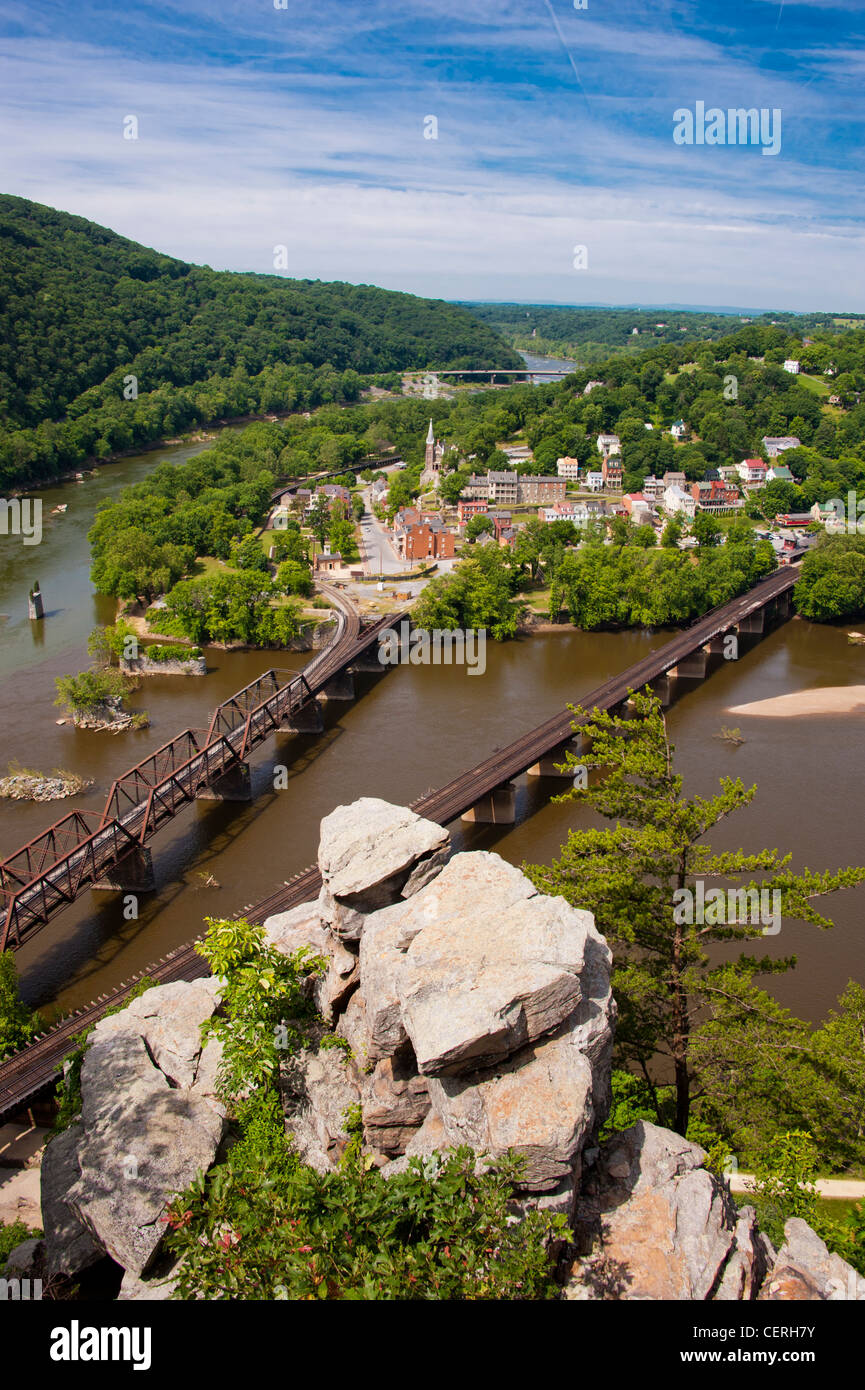 Vista di Harper's Ferry dal Maryland Heights Foto Stock