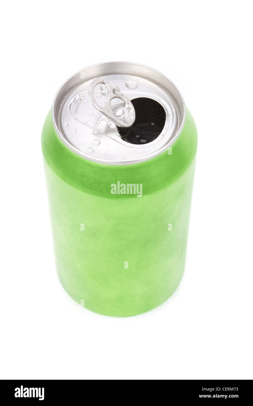 Un verde il carbonato di sodio può con sfondo bianco Foto Stock
